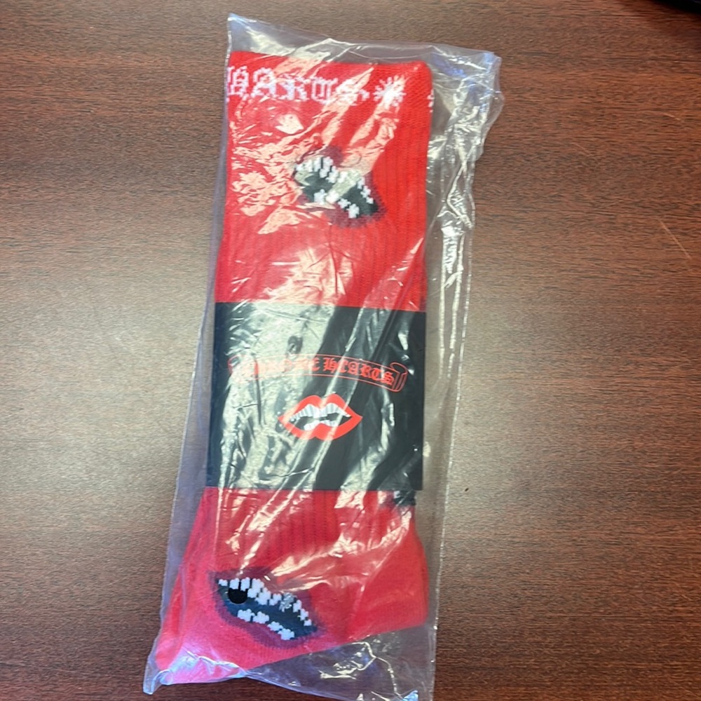 Chrome Hearts Red Socks with Graphic Design